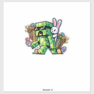 Sticker Lapin de Pâques Pixel Joueur Enfant Garçons 