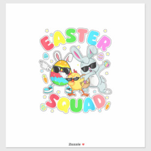 Sticker Lapin drôle groovy oeuf Poussin Équipe de Pâques J