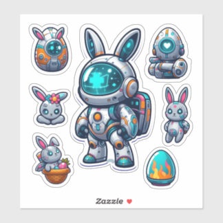 Sticker lapin futuriste pâques