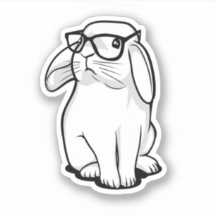 Sticker Lapin Hipster Lapin Drôle Avec Lunettes Mignon Ani