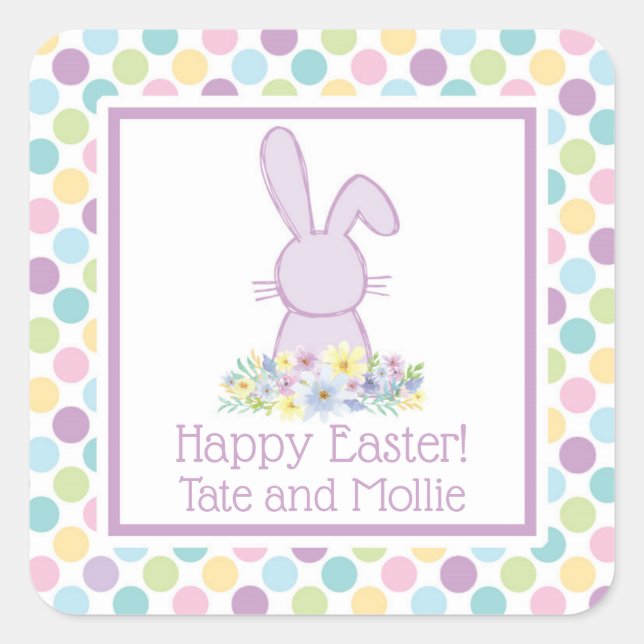 Sticker lapin Pastel Pâques personnalisé (Devant)