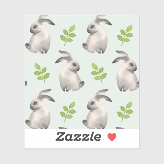 Sticker Lapins d'aquarelle et herbe (Feuille)
