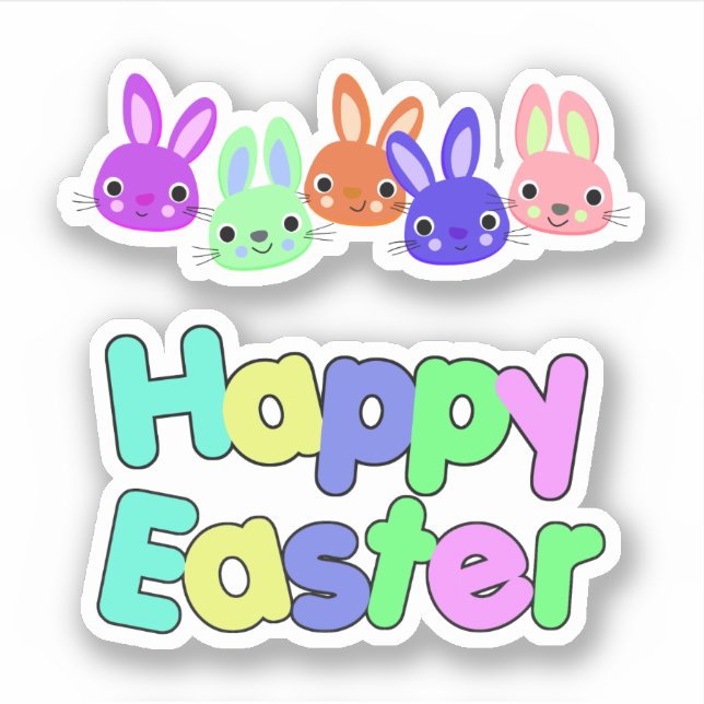 Sticker Lapins de réservation de scrap Happy Easter (Devant)