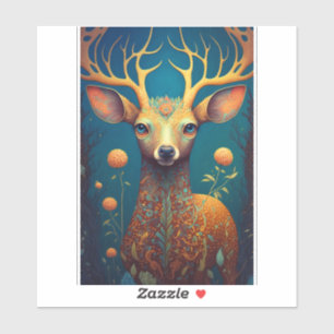 Sticker L'art de l'Imaginaire de cerfs lunaires