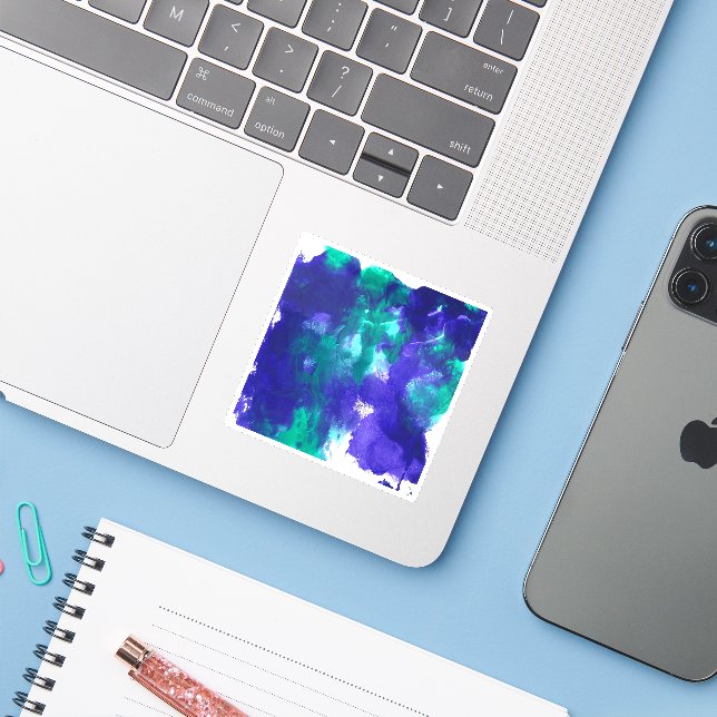 Sticker L'Art Vert Et Violet (Ordinateur portable avec iPhone)