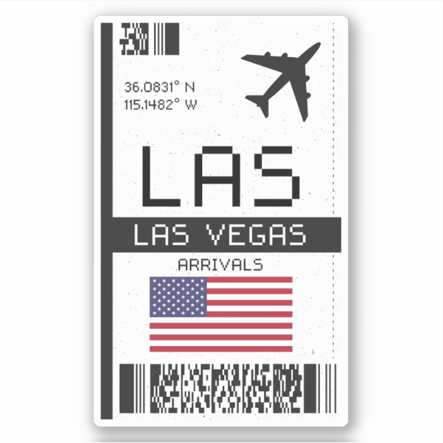 Sticker LAS Las Vegas Boarding Pass - Nevada Travel (Devant)