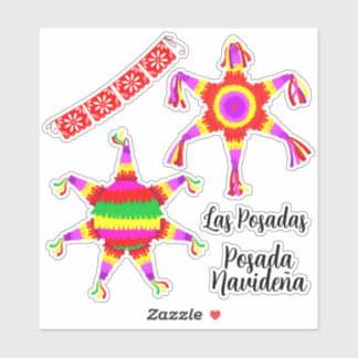 Sticker Las Posadas Piñatas with Posada Navideña