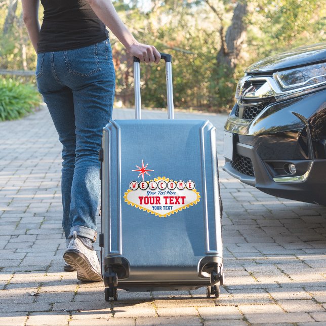 Sticker Las Vegas Affiche de bienvenue Votre texte (Valise Insitu)