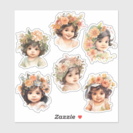 Sticker Latina Baby Face Florals Vintage Antique Journal