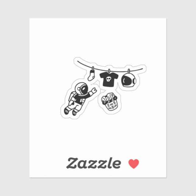 Sticker “Laundry Day in Space Minimal Cosmic Humor Design" (Feuille)