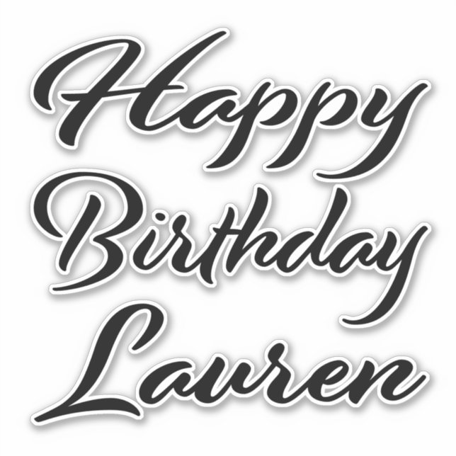 Sticker Lauren Nom Prénom Anniversaire de la Broderie noir (Devant)