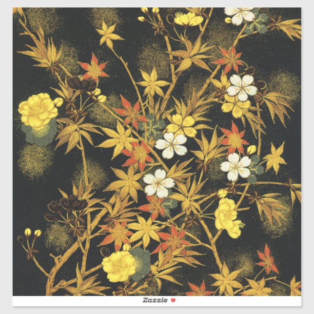 Sticker L'automne japonais laisse l'art classique antique  (Feuille)