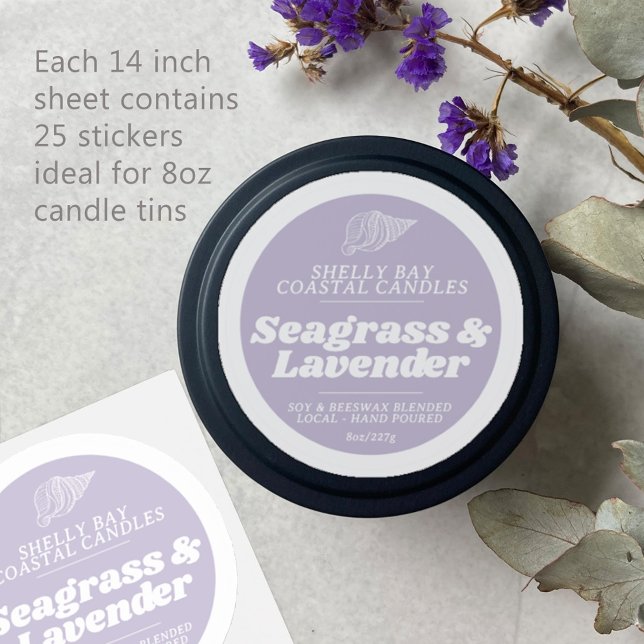Sticker Lavande de bougie lavande violette feuille étiquet (Créateur téléchargé)