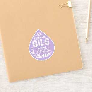 Sticker Lavender Die Cut Essential Oil Drop