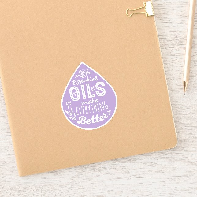 Sticker Lavender Die Cut Essential Oil Drop (Carnet)