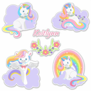 Sticker Lavender rose blanc unicorne Contour