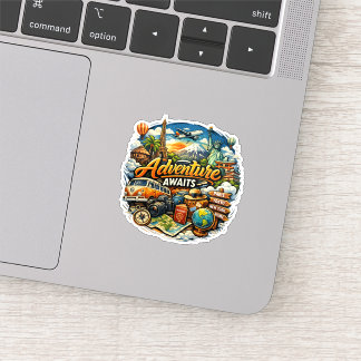 Sticker L'aventure Attend Collage De Voyage Vacances Vinta