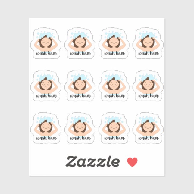 Sticker Laver les cheveux Routine rappel mignon fille Bujo (Feuille)