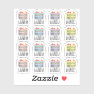 Sticker Laverie Jour Lessive Panier Nettoyage des tâches P