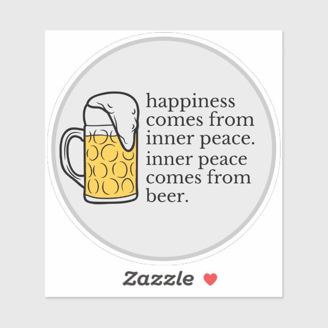 Sticker Le Bonheur Est Bière Drôle Citation Word Art (Feuille)