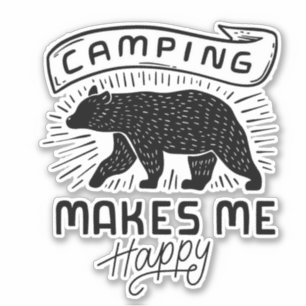 Sticker Le Camping Me Rend Joyeux Ours