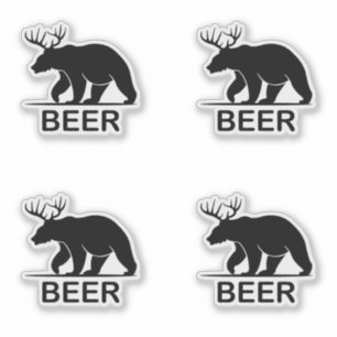 Sticker Le Cerf D'Ours Fait De La Bière Animal Drôle