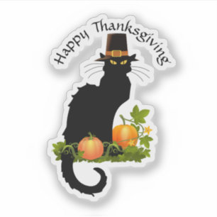 Sticker Le Chat Noir Action de grâce et dindon pèlerin