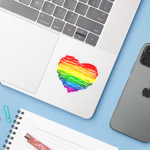 Sticker Le cœur arc-en-ciel de SlipperyJoe griffonné tourb