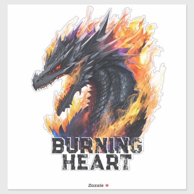 Sticker Le coeur brûlant du dragon (Feuille)