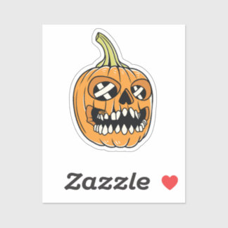 Sticker le crâne citrouille Jack-o'-lantern,