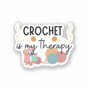 Sticker Le Crochet Est Ma Thérapie Boules de Laine Art