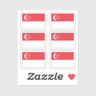 Sticker Le drapeau de la Collection Singapour pack de 6
