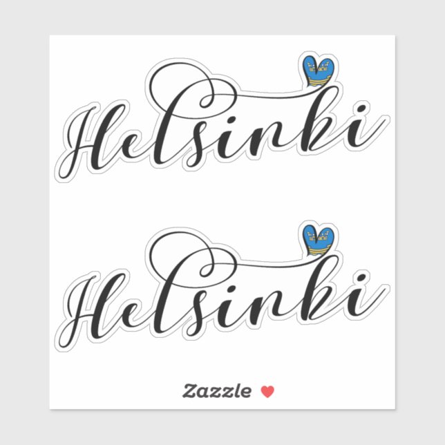 Sticker Le drapeau d'Helsinki dans un coeur, Finlande (Feuille)