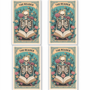 Sticker Le lecteur Skeleton Tarot Card