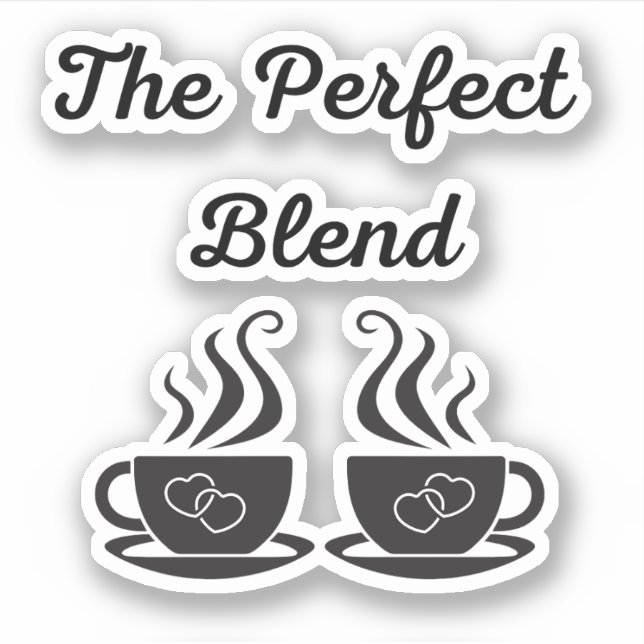 Sticker le mélange parfait, mariage 2 tasses à café (Devant)