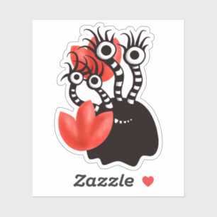 Sticker Le monstre mignon avec quatre yeux soustraient des