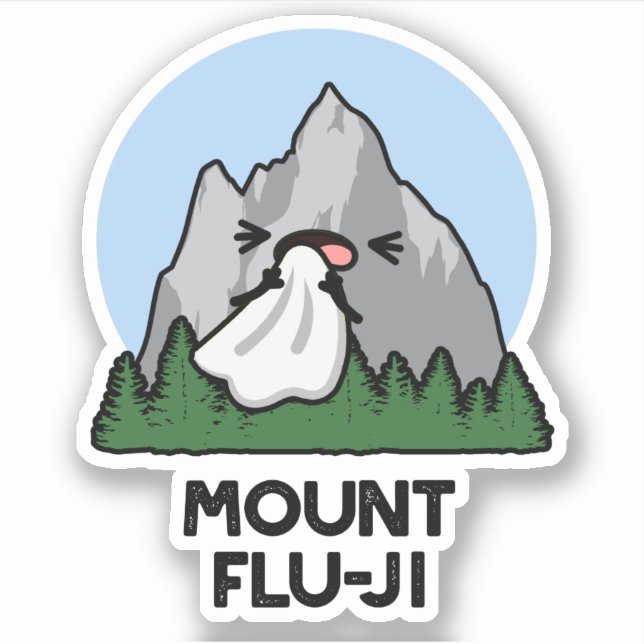 Sticker Le Mont Flu-ji Funny Mountain Pun (Devant)