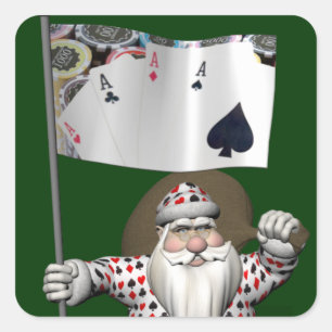Sticker Le Père Noël Aime Jouer Au Poker