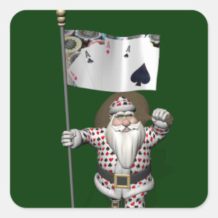 Sticker Le Père Noël Aime Jouer Au Poker