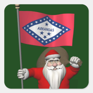 Sticker Le Père Noël Avec L'Enseigne De L'Arkansas