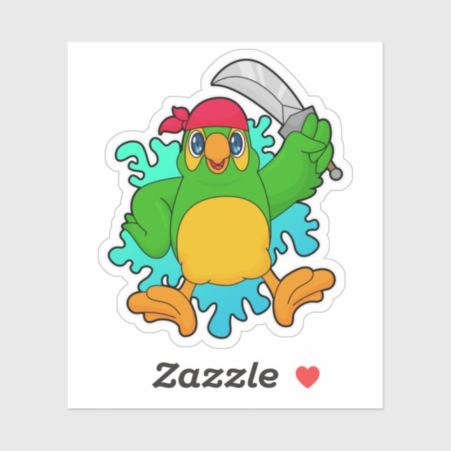 Sticker Le perroquet comme pirate avec épée (Feuille)