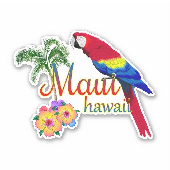 Sticker Le perroquet de l'île tropicale de Maui Hawaii (Devant)