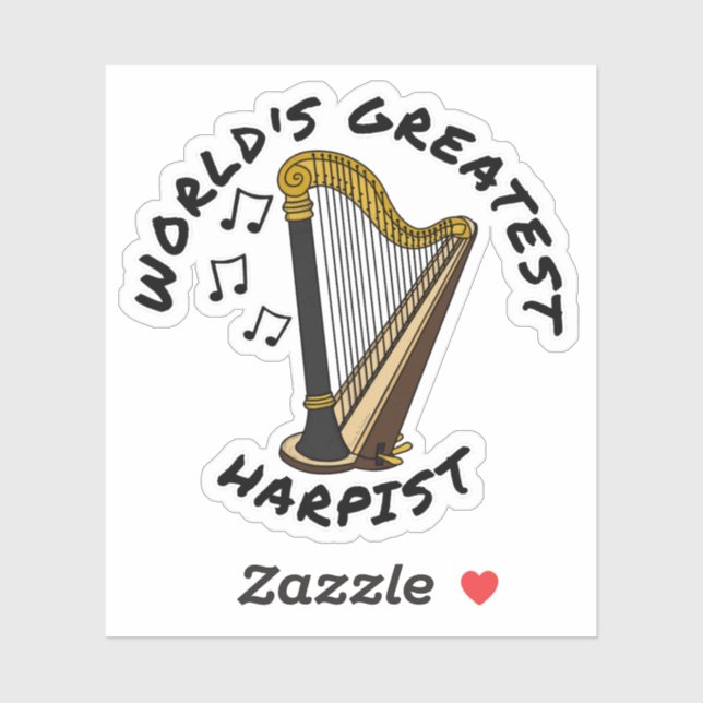 Sticker Le plus grand harpiste du monde, Harp Player drôle (Feuille)