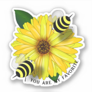 Sticker Le rendez-vous déjeuner de l'abeille sur une fleur