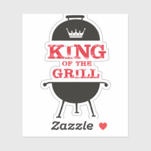 Sticker Le Roi Du Grill, Blanc Noir Couronne Rouge