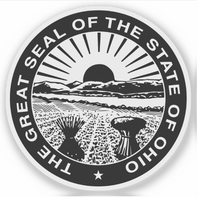 Sticker Le sceau de l'état de l'Ohio (version b&w) (Devant)