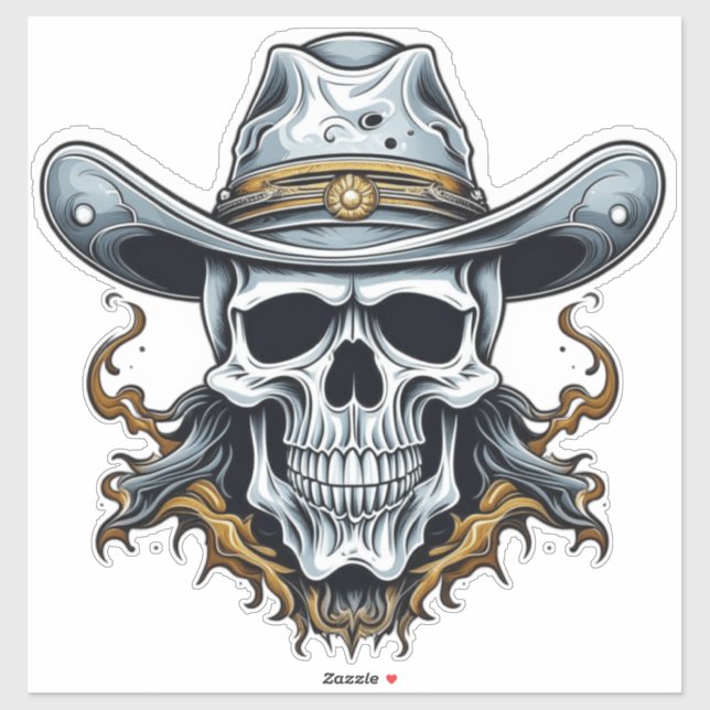 Sticker Le squelette cowboy (Feuille)