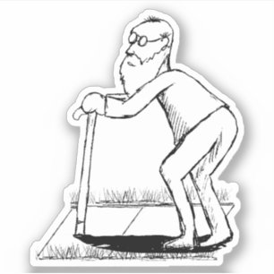 Sticker Le vieil homme fragile sur le trottoir