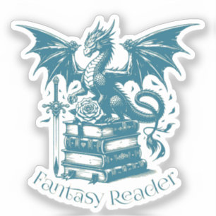 Sticker Lecteur d'Imaginaire Dragon and Books