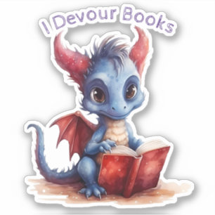 Sticker *~* Lecture Bébé Dragon AP88 I DEVOUR Livres migno